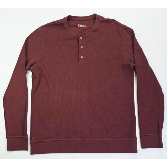 Untuckit Size Medium Mens Chocolate Brown Long Sleeve Pullover Logo Tag Henley - Picture 1 of 10